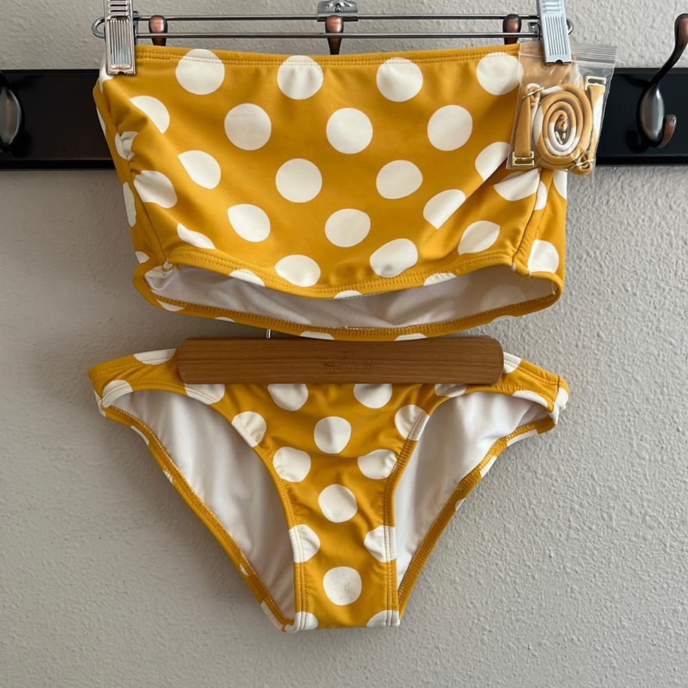 Medium Yellow Polka Dot Bikini Strapless